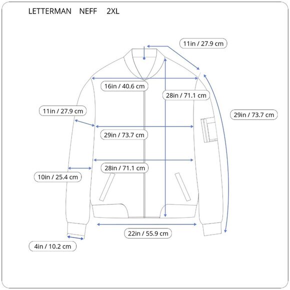NEFF Mens Vintage Varsity Letterman Snap Front Jacket 2XL Blue Wool Pockets USA - Picture 8 of 8